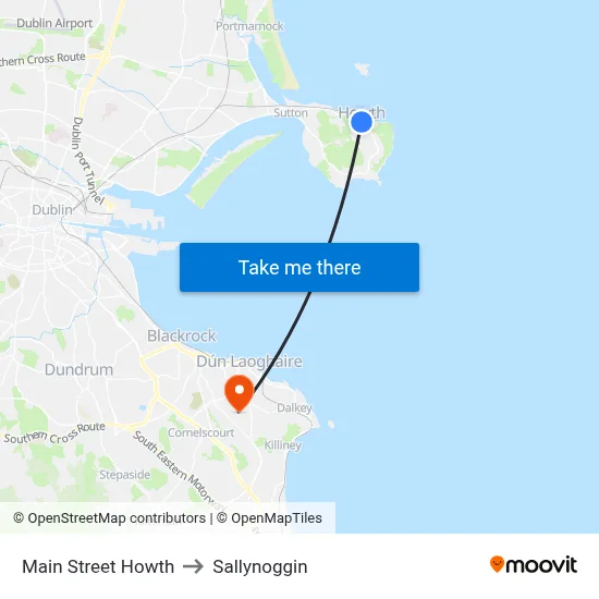 Main Street Howth to Sallynoggin map