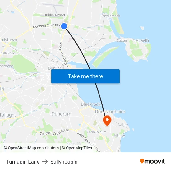 Turnapin Lane to Sallynoggin map