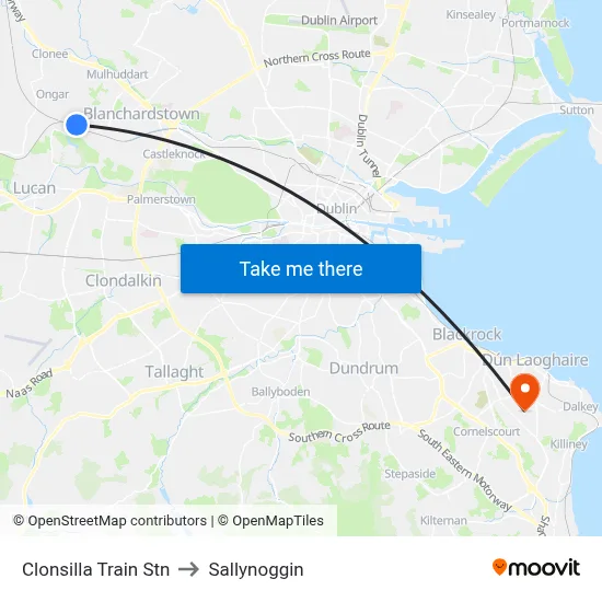 Clonsilla Train Stn to Sallynoggin map
