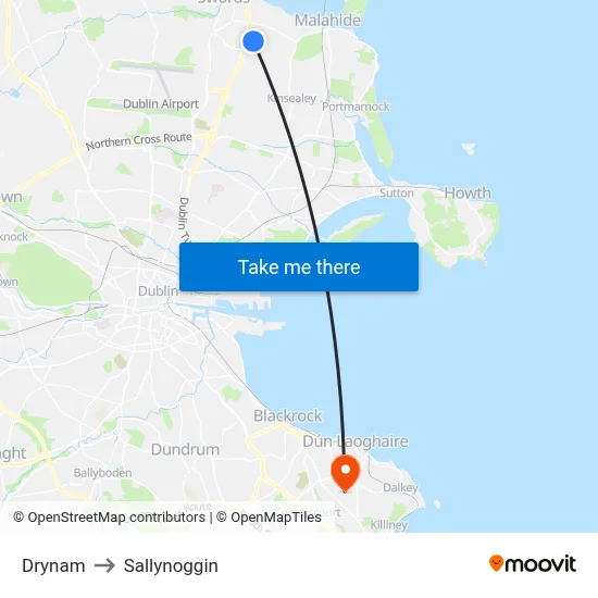 Drynam to Sallynoggin map