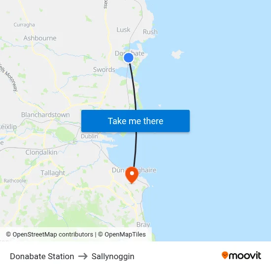 Donabate Station to Sallynoggin map