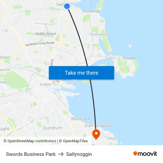Swords Business Park to Sallynoggin map