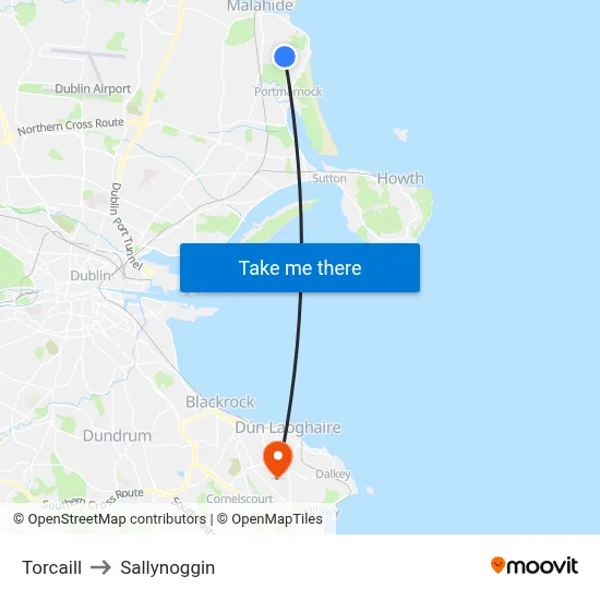 Torcaill to Sallynoggin map
