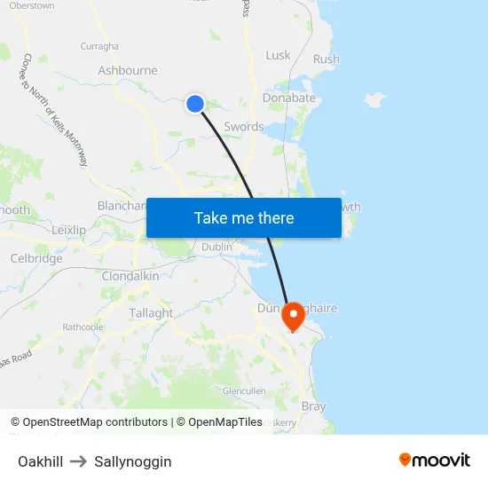 Oakhill to Sallynoggin map