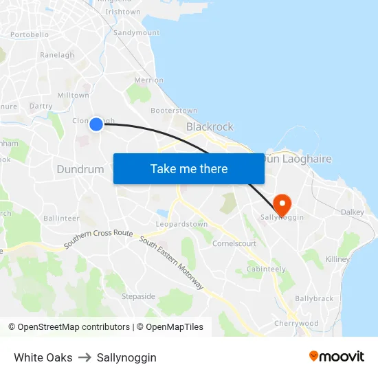 White Oaks to Sallynoggin map