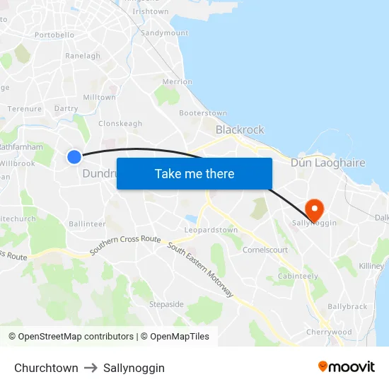 Churchtown to Sallynoggin map