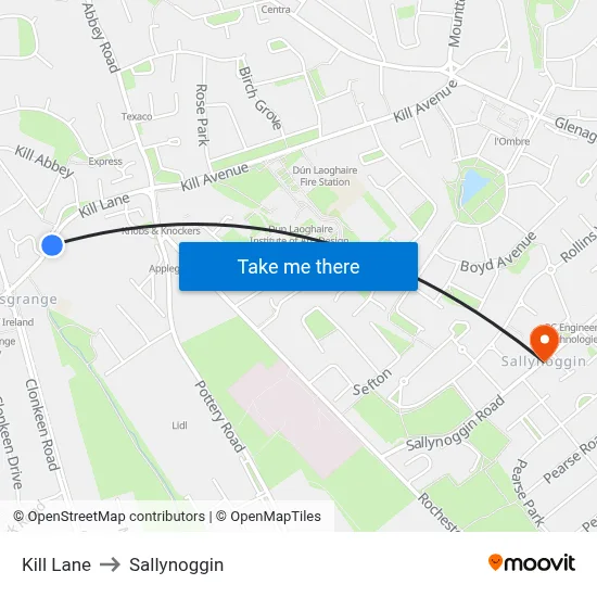 Kill Lane to Sallynoggin map