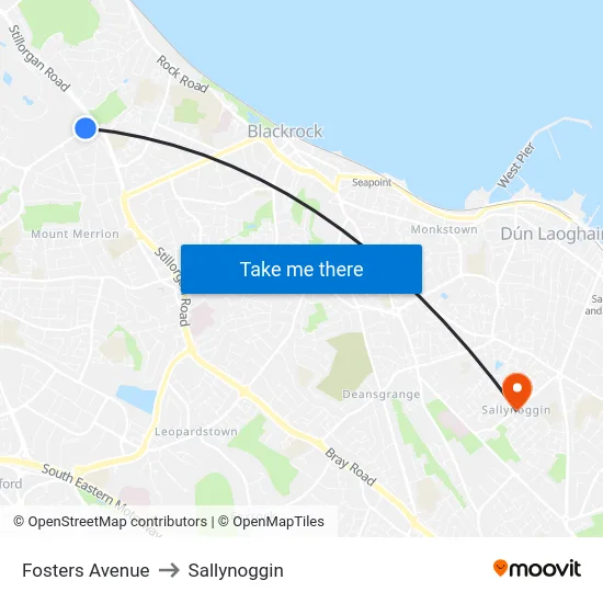 Fosters Avenue to Sallynoggin map