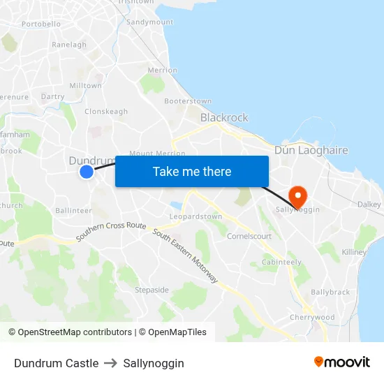 Dundrum Castle to Sallynoggin map