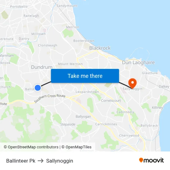 Ballinteer Pk to Sallynoggin map