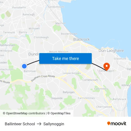 Ballinteer Sch to Sallynoggin map