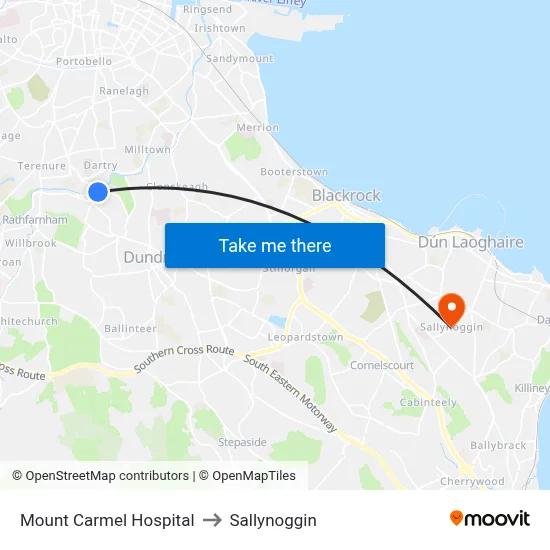 Mount Carmel Hospital to Sallynoggin map
