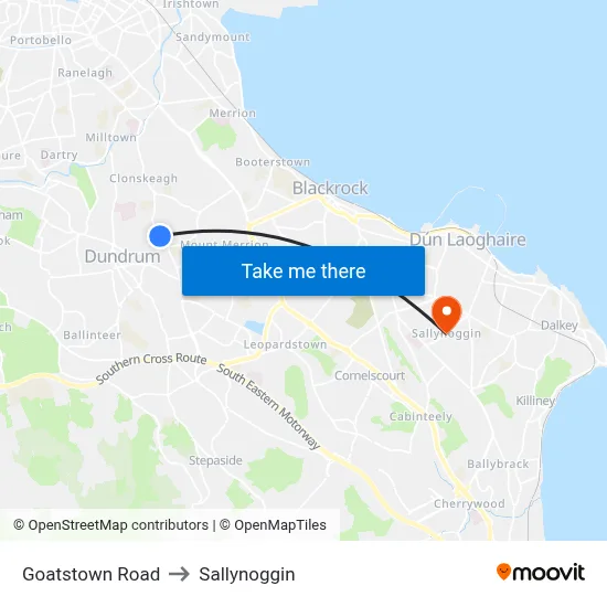 Goatstown Road to Sallynoggin map