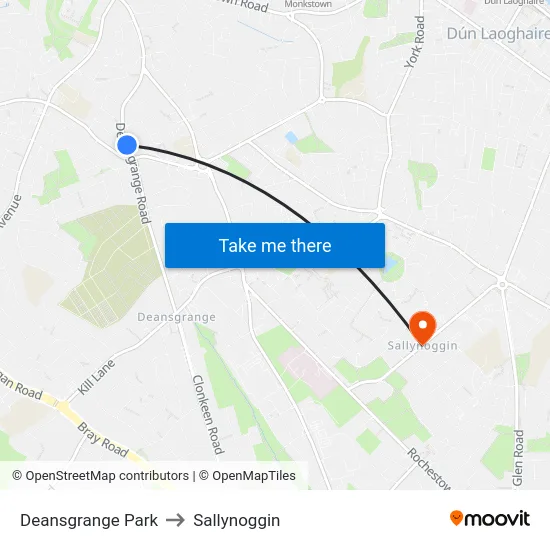 Deansgrange Park to Sallynoggin map