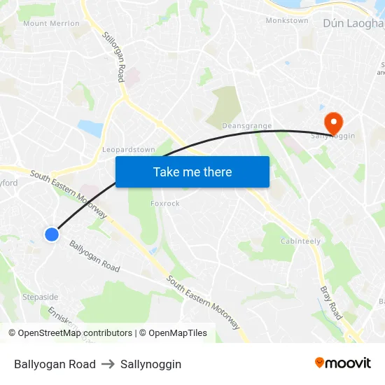 Ballyogan Road to Sallynoggin map