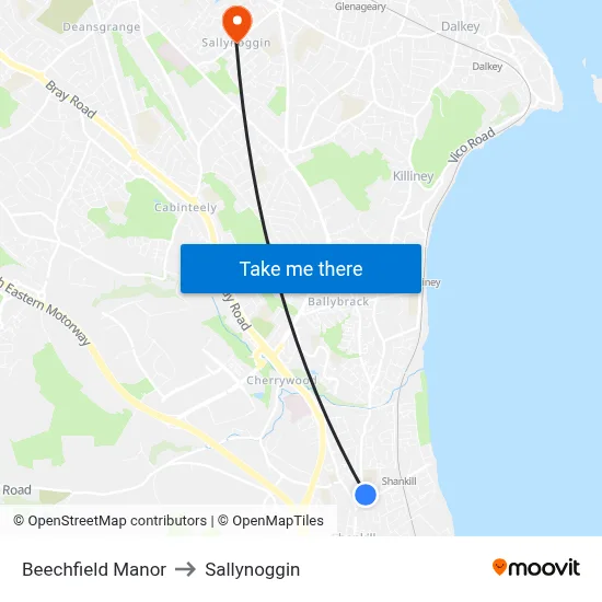Beechfield Manor to Sallynoggin map