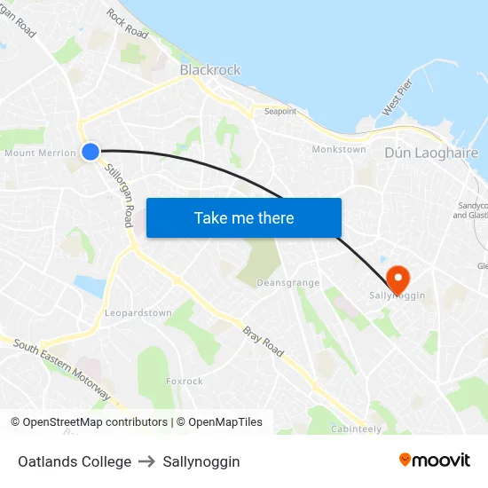 Oatlands College to Sallynoggin map