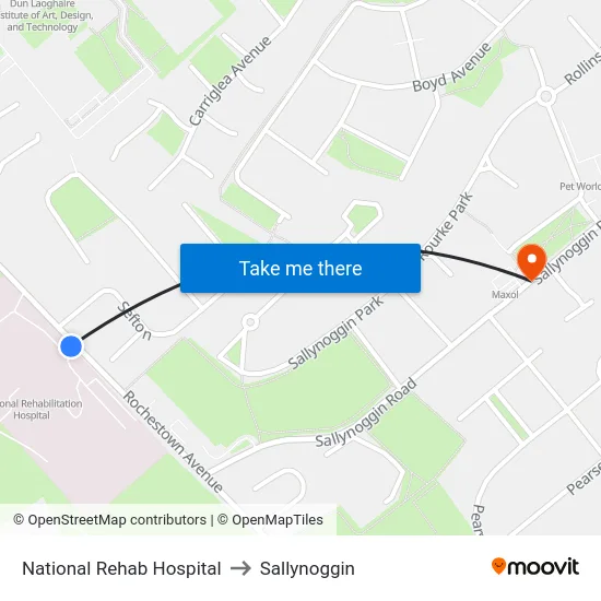 National Rehab Hospital to Sallynoggin map