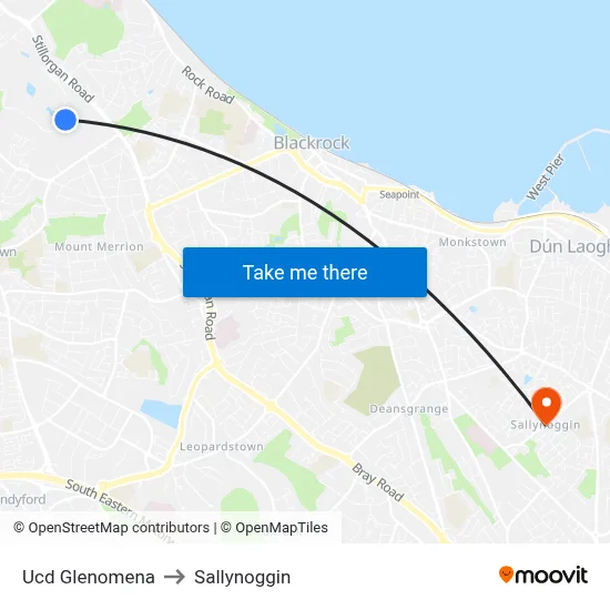 Ucd Glenomena to Sallynoggin map