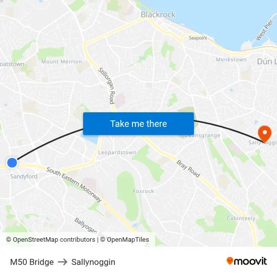 M50 Bridge to Sallynoggin map