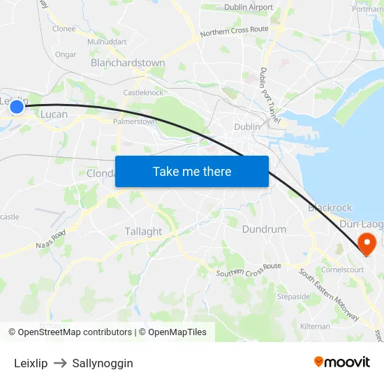Leixlip to Sallynoggin map
