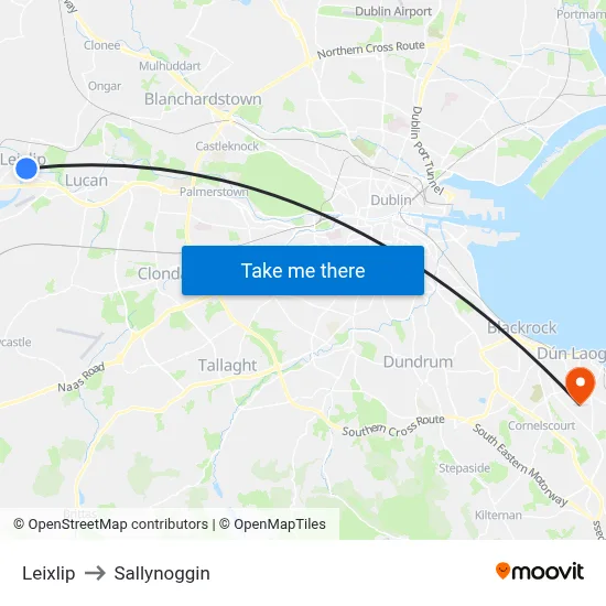 Leixlip to Sallynoggin map