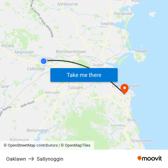 Oaklawn to Sallynoggin map