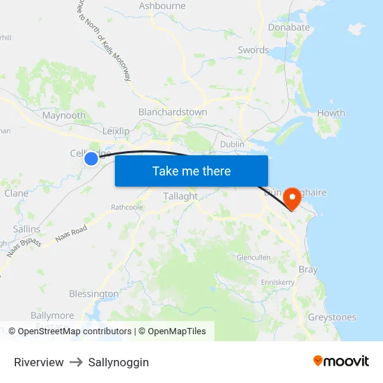 Riverview to Sallynoggin map