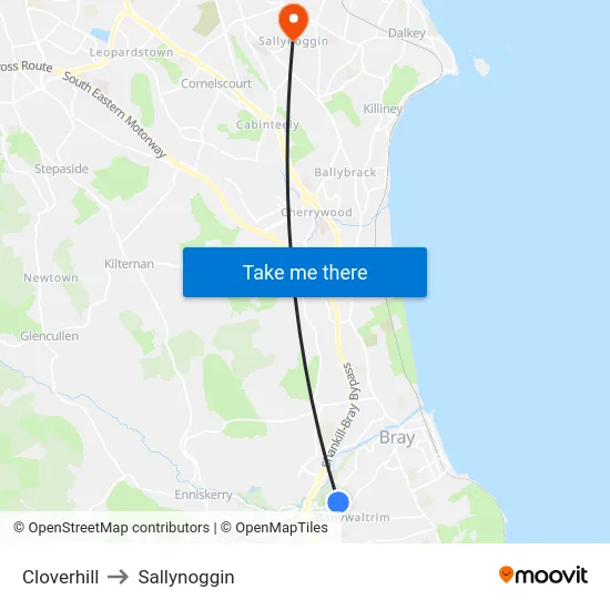 Cloverhill to Sallynoggin map