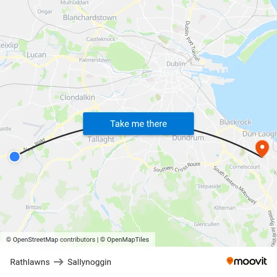 Rathlawns to Sallynoggin map