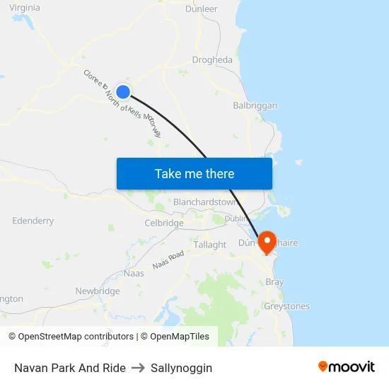 Navan Park And Ride to Sallynoggin map