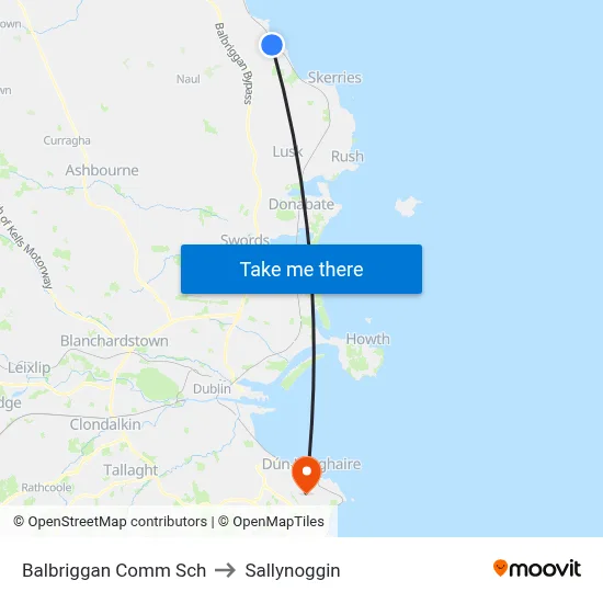 Balbriggan Comm Sch to Sallynoggin map