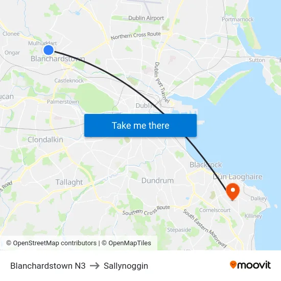 Blanchardstown N3 to Sallynoggin map
