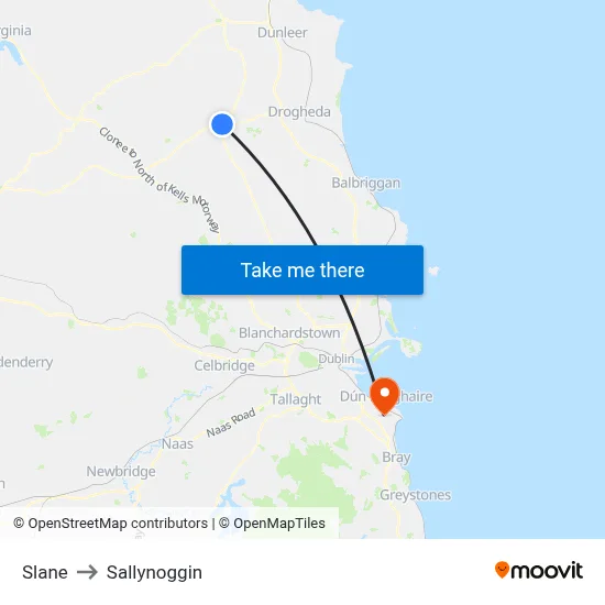 Slane to Sallynoggin map