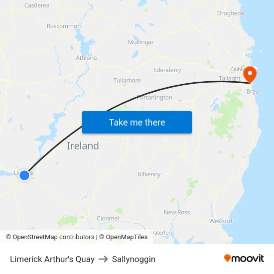 Limerick Arthur's Quay to Sallynoggin map