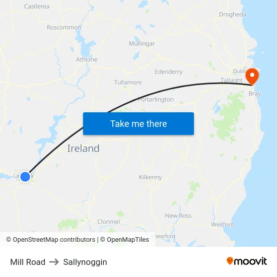 Mill Road to Sallynoggin map