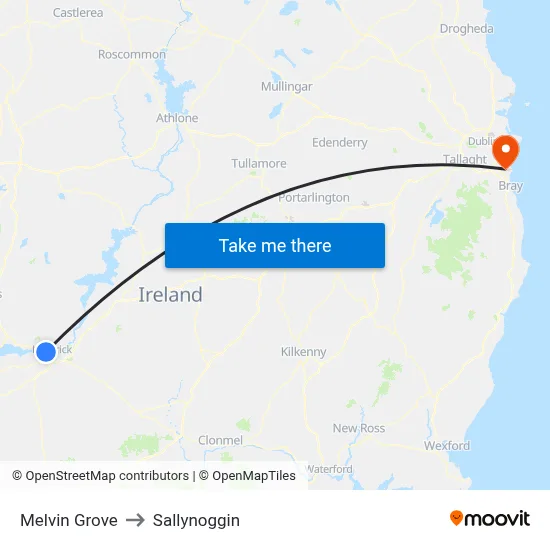 Melvin Grove to Sallynoggin map