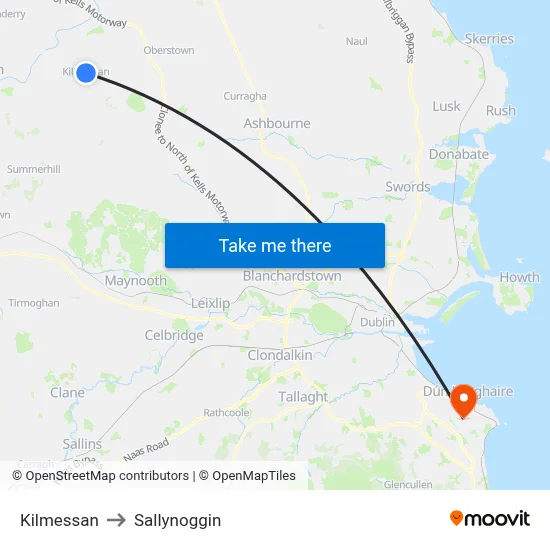 Kilmessan to Sallynoggin map
