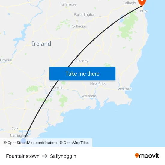Fountainstown to Sallynoggin map