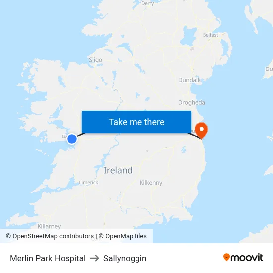 Merlin Park Hospital to Sallynoggin map