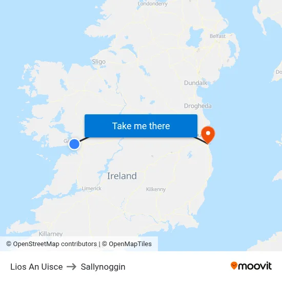 Lios An Uisce to Sallynoggin map
