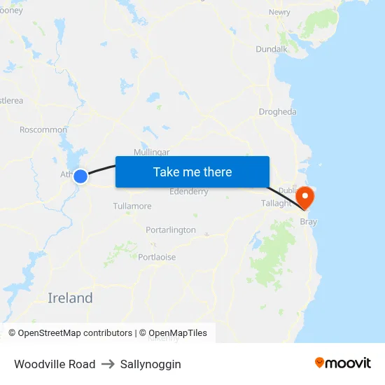 Woodville Road to Sallynoggin map