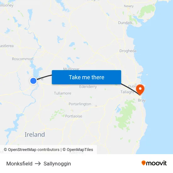 Monksfield to Sallynoggin map
