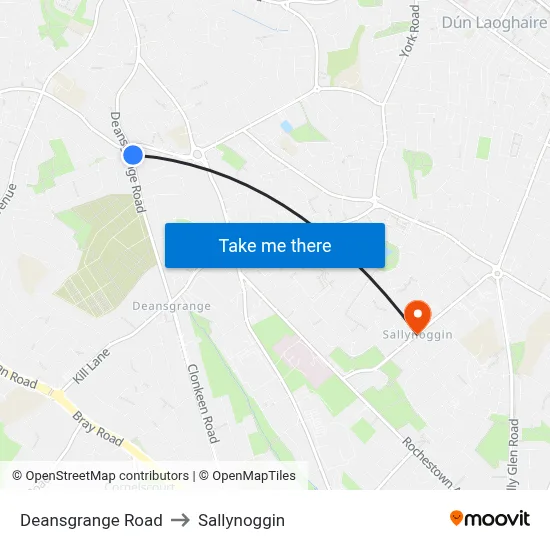 Deansgrange Road to Sallynoggin map
