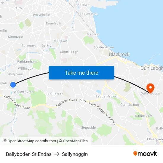 Ballyboden St Endas to Sallynoggin map