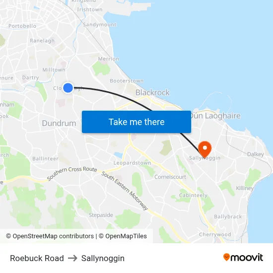 Roebuck Road to Sallynoggin map