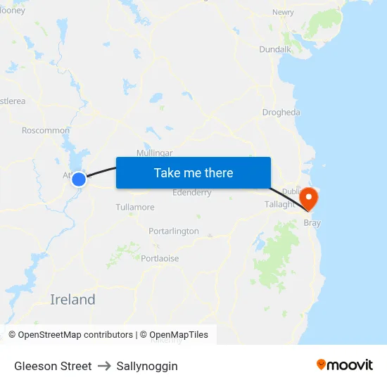Gleeson Street to Sallynoggin map