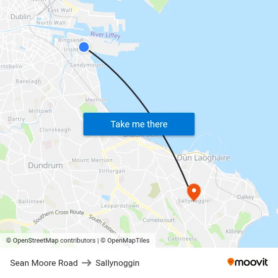 Sean Moore Road to Sallynoggin map