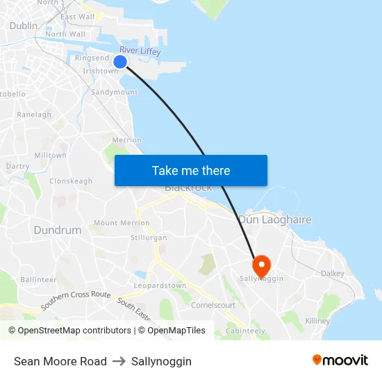 Sean Moore Road to Sallynoggin map
