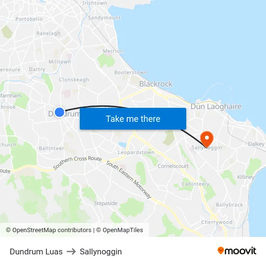 Dundrum Luas to Sallynoggin map